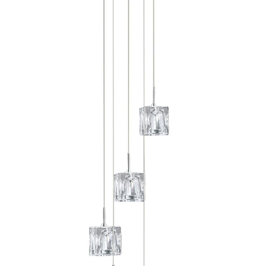 Searchlight Ice Cube 5Lt Multi-Drop Pendant - Chrome Metal & Glass 6775-5-LED