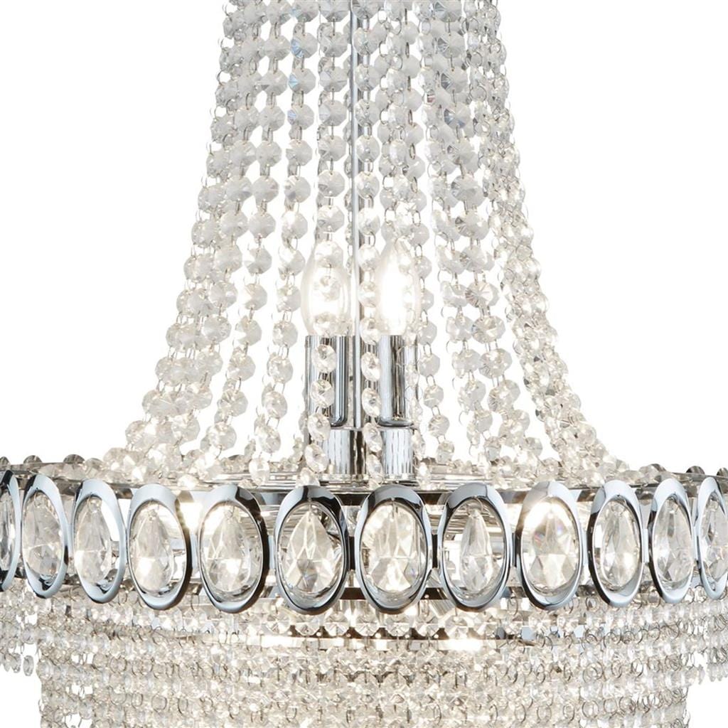 Searchlight Louis Phillipe 11Lt Chandelier - Chrome Metal & Crystal 1711-11CC