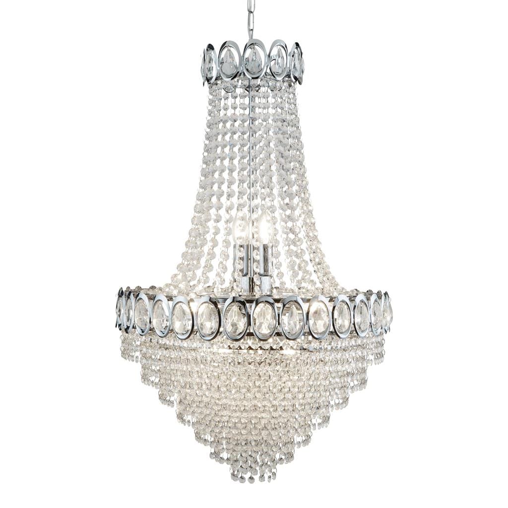 Searchlight Louis Phillipe 11Lt Chandelier - Chrome Metal & Crystal 1711-11CC