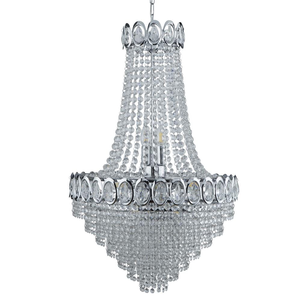 Searchlight Louis Phillipe 11Lt Chandelier - Chrome Metal & Crystal 1711-11CC