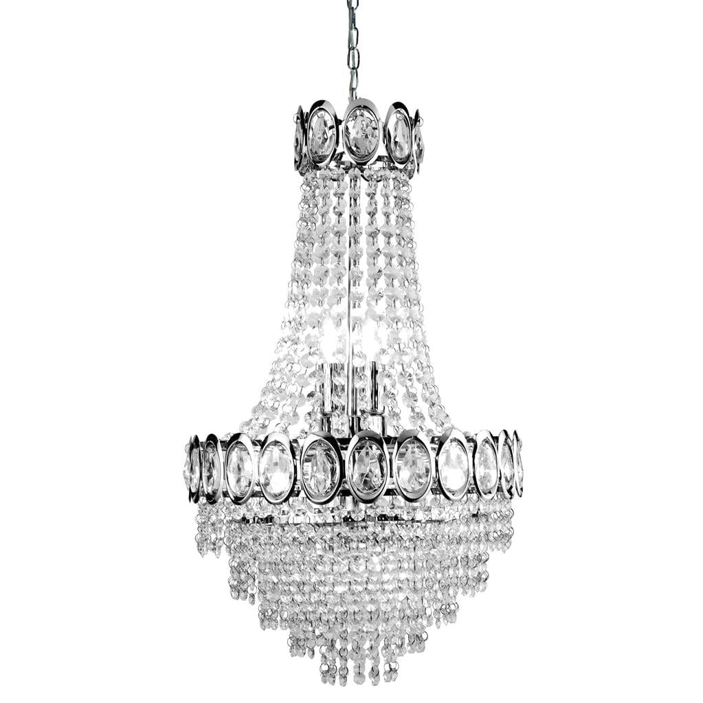 Searchlight Louis Phillipe 6Lt Chandelier - Chrome Metal & Crystal 1611-6CC