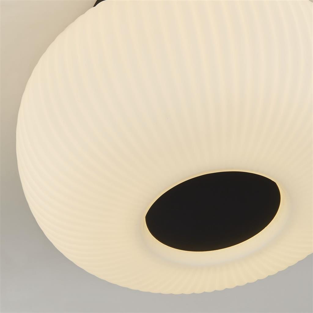 Searchlight Lumina Flush - Black Metal & Opal Ribbed Glass 10271-1BK