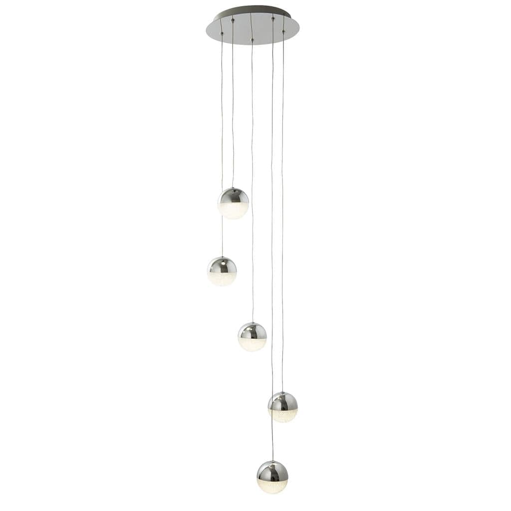 Searchlight Marbles LED 5Lt Multi - Drop - Chrome, Crushed Ice Shade 5845-5CC