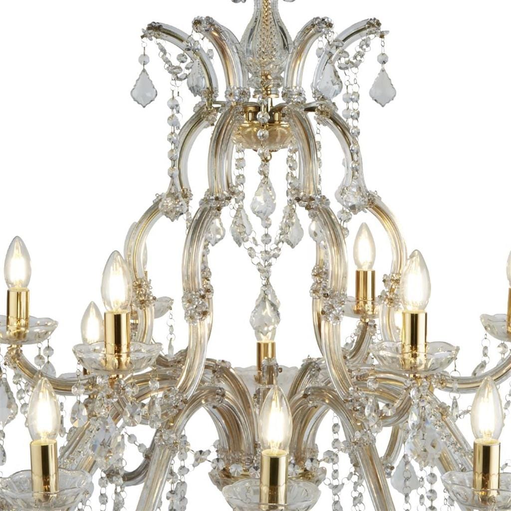 Searchlight Marie Therese 18Lt Chandelier-Polished Brass & Clear Crystal 1214-18