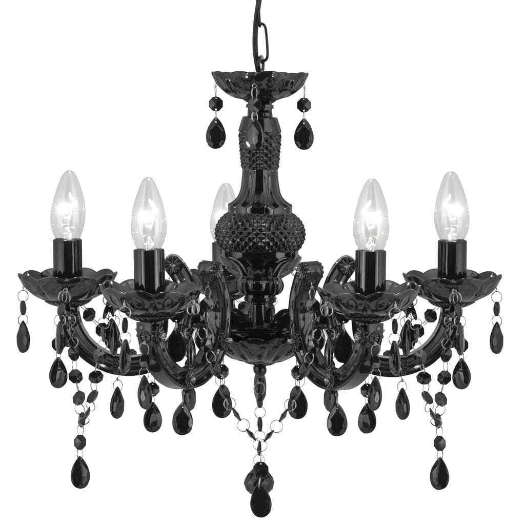 Searchlight Marie Therese 5Lt Pendant - Black Glass & Acrylic 1455-5BK