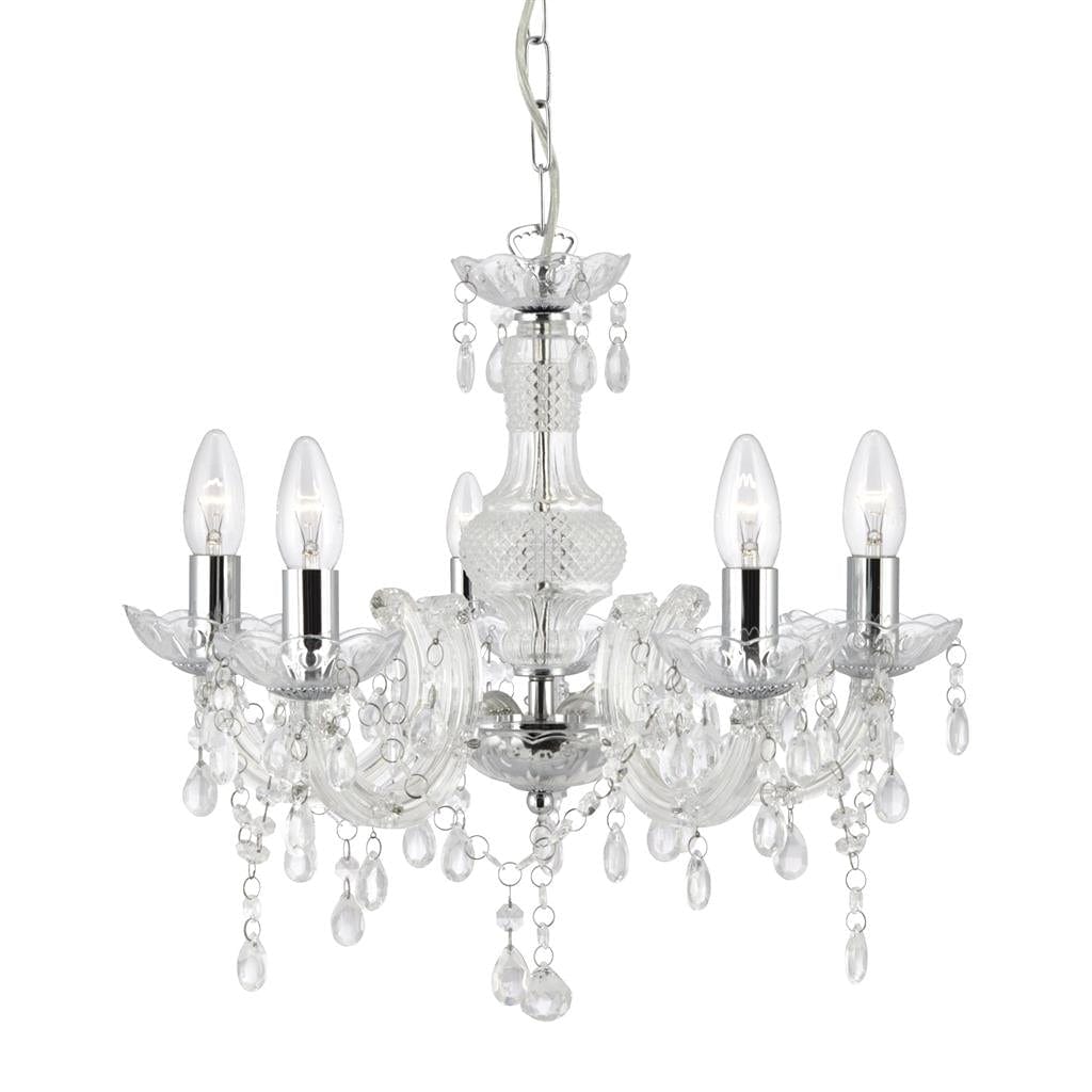 Searchlight Marie Therese 5Lt Pendant - Clear Glass & Acrylic 1455-5CL