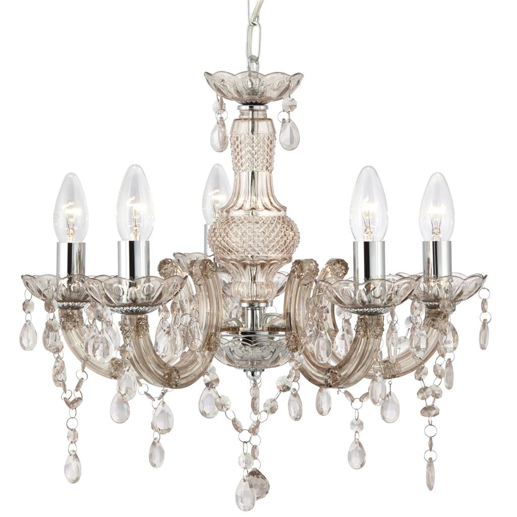 Searchlight Marie Therese 5Lt Pendant - Mink Glass & Acrylic 1455-5MI