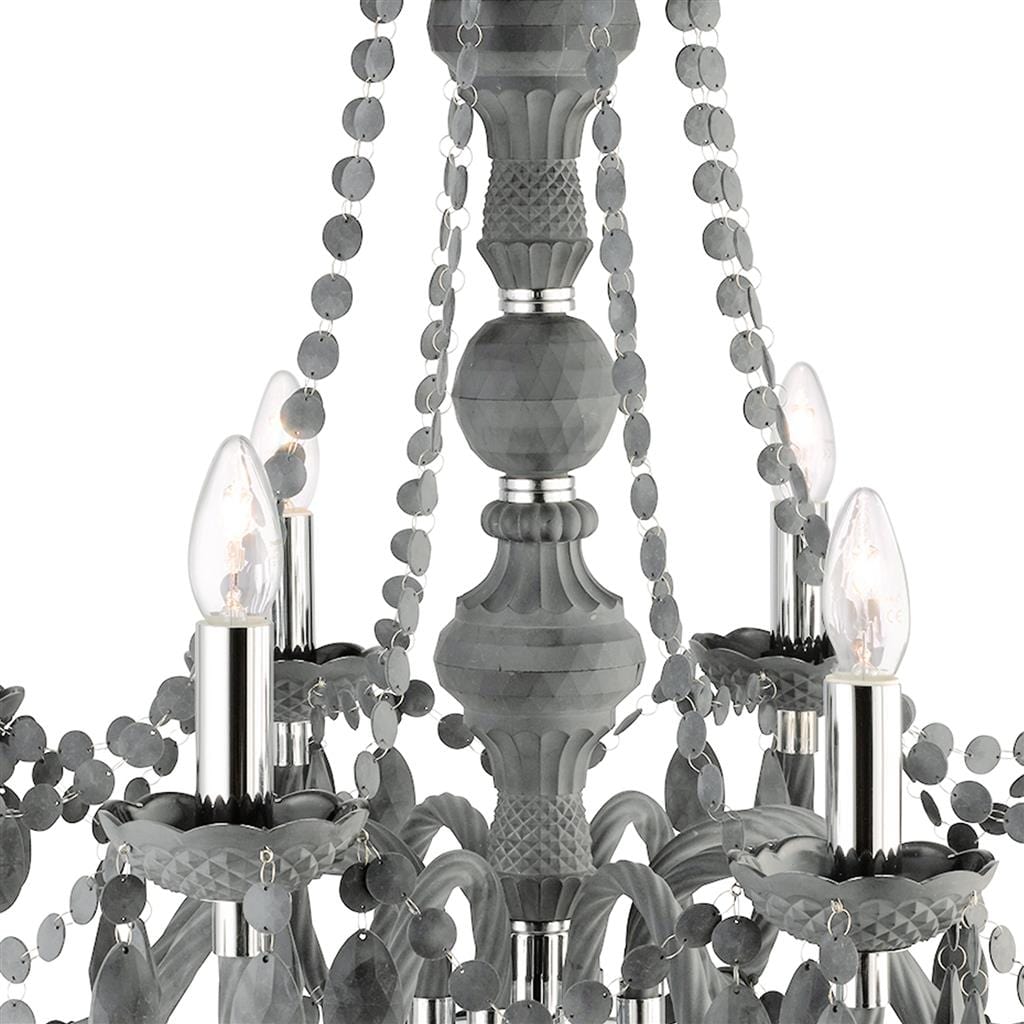 Searchlight Marie Therese 8Lt Pendant - Grey Glass & Acrylic 8888-8GY