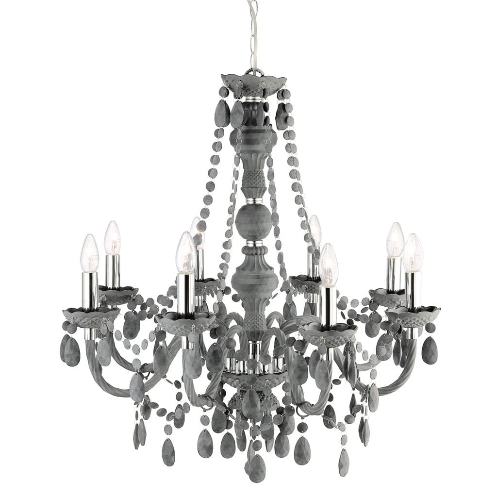 Searchlight Marie Therese 8Lt Pendant - Grey Glass & Acrylic 8888-8GY