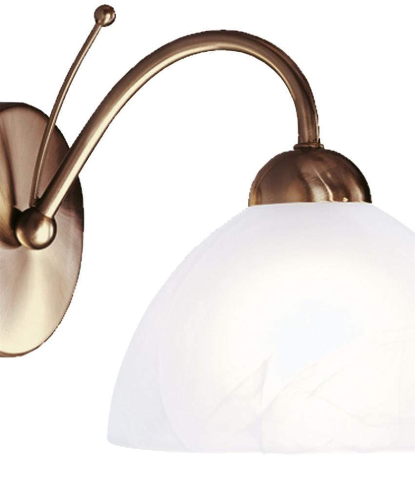 Searchlight Milanese Wall Light - Antique Brass Metal & Alabaster Glass 1131-1AB