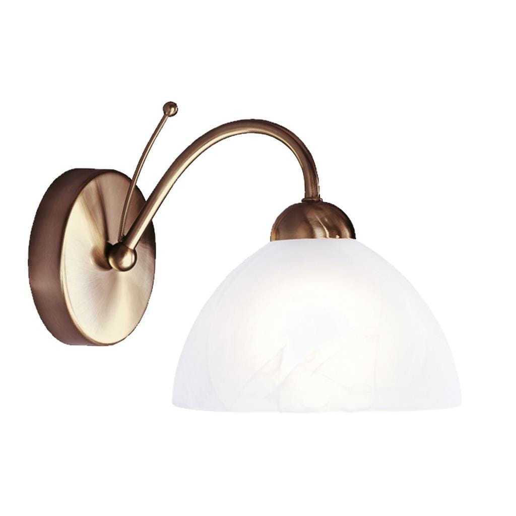 Searchlight Milanese Wall Light - Antique Brass Metal & Alabaster Glass 1131-1AB