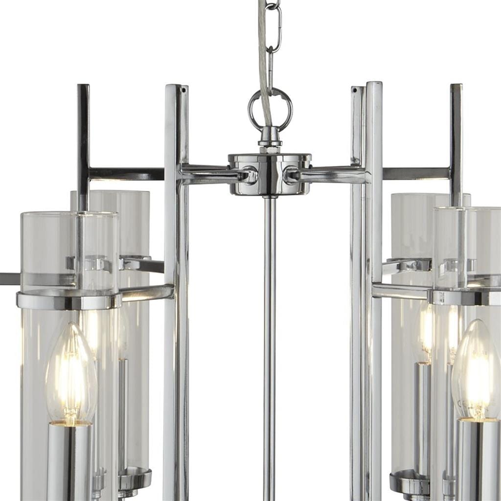 Searchlight Milo 6Lt Pendant - Chrome Metal & Glass 3096-6CC