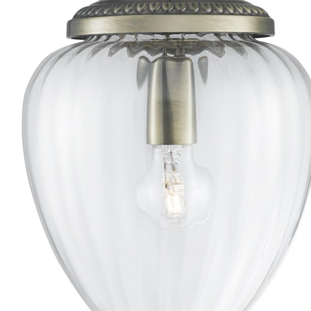 Searchlight Moscow Pendant - Antique Brass Metal & Ribbed Glass 1091AB