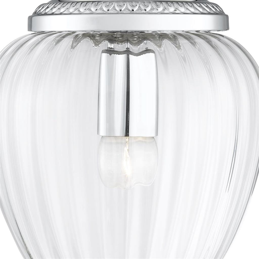 Searchlight Moscow Pendant - Chrome Metal & Ribbed Glass 1091CC