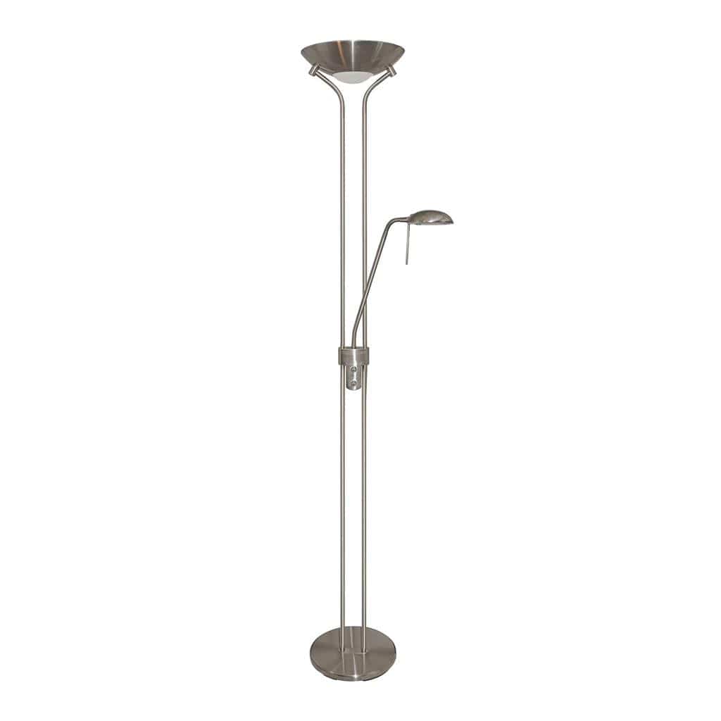 Searchlight Mother & Child Floor Lamp - Satin Silver Metal & Glass 4329SS