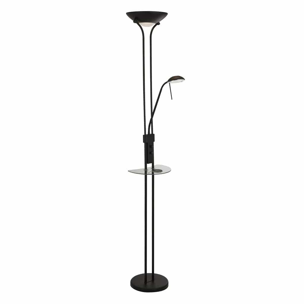 Searchlight Mother & Child Wireless USB Floor Lamp - Matt Black Metal 32019BK