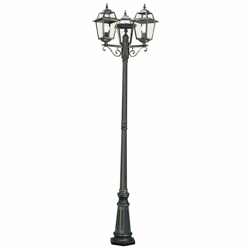 Searchlight New Orleans Outdoor Post - Black Gold Metal & Glass 1528-3