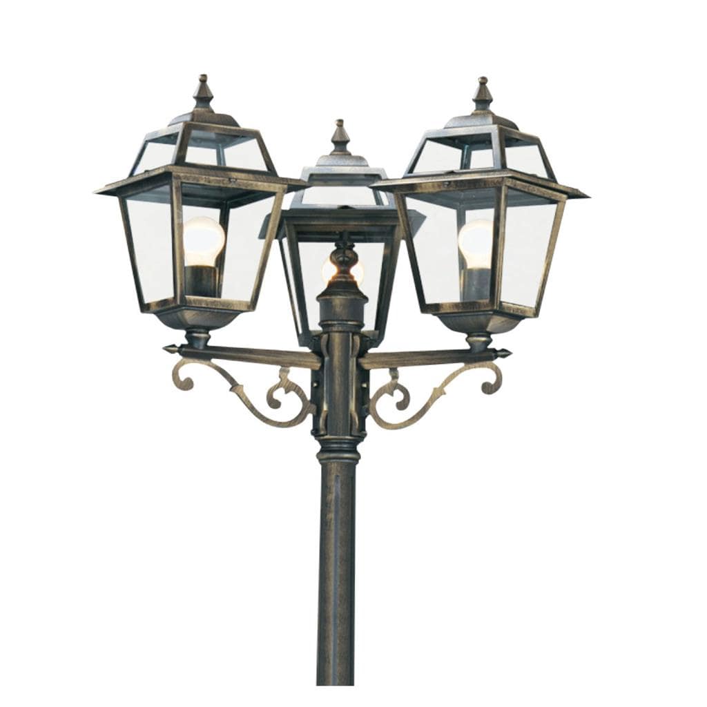 Searchlight New Orleans Outdoor Post - Black Gold Metal & Glass 1528-3
