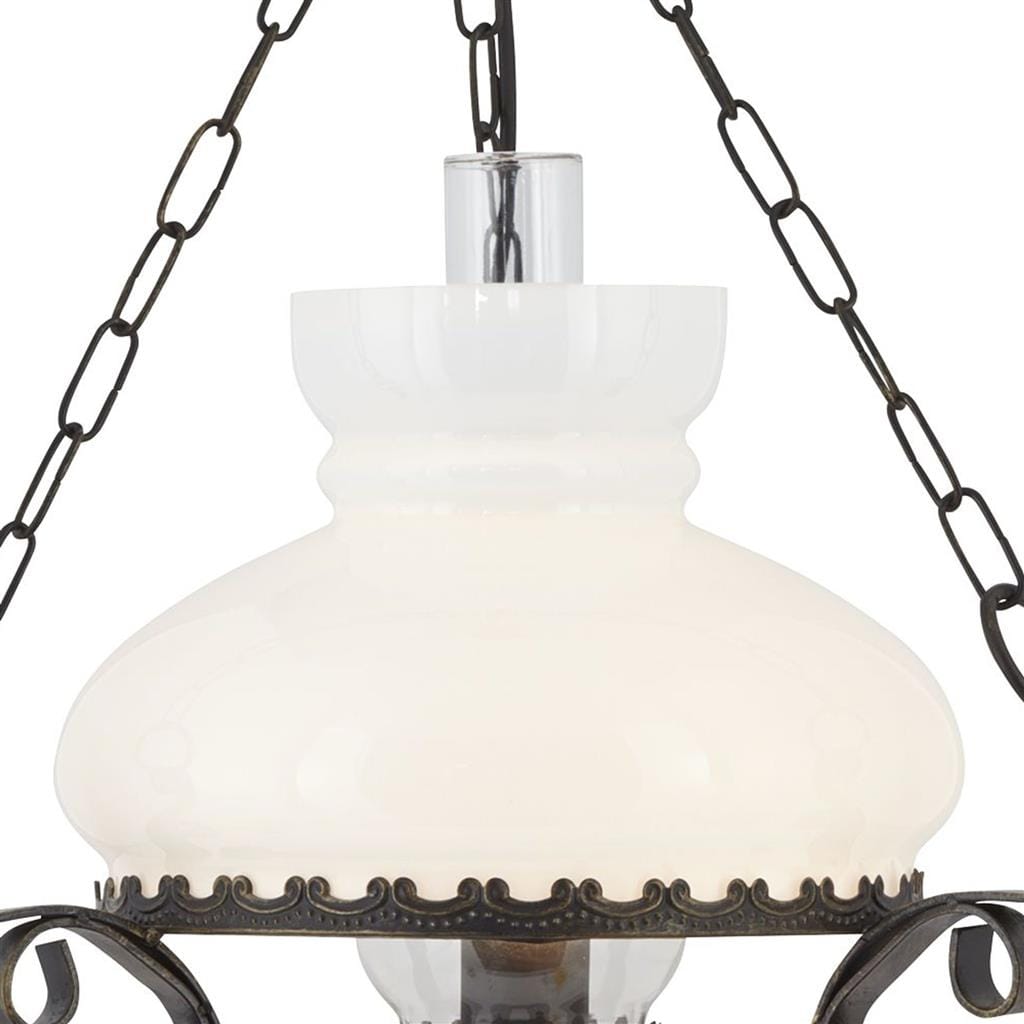 Searchlight Oil Pendant - Antique Brass Metal & Clear & Opal Glass 576RU