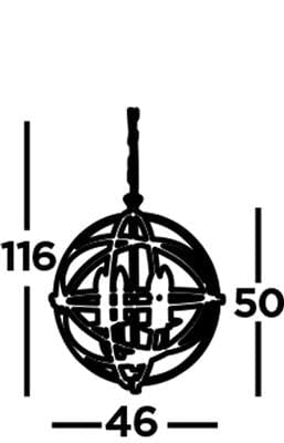 Searchlight Orbit 4Lt Pendant - Antique Brass Metal 2474-4AB