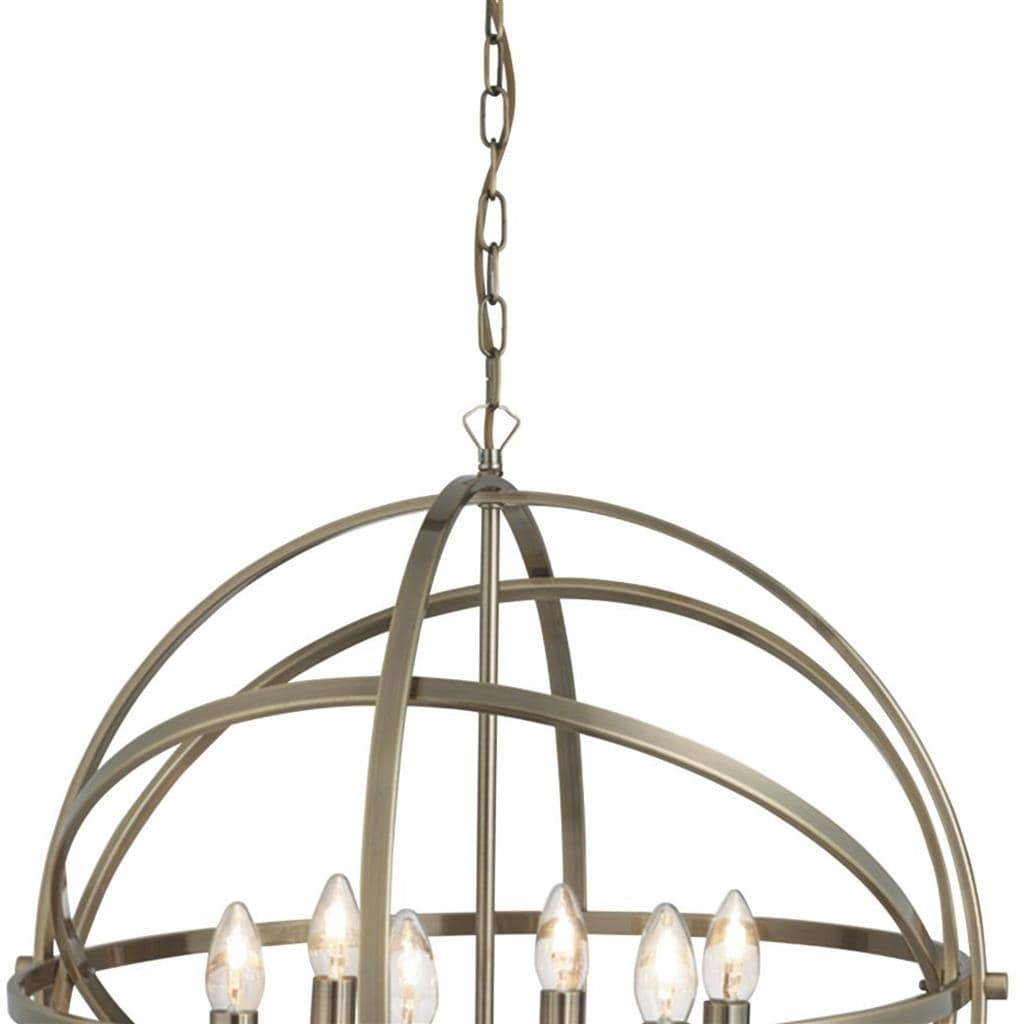 Searchlight Orbit 6Lt Pendant - Antique Brass Metal 2476-6AB