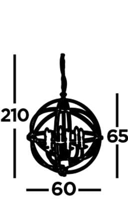 Searchlight Orbit 6Lt Pendant - Antique Brass Metal 2476-6AB