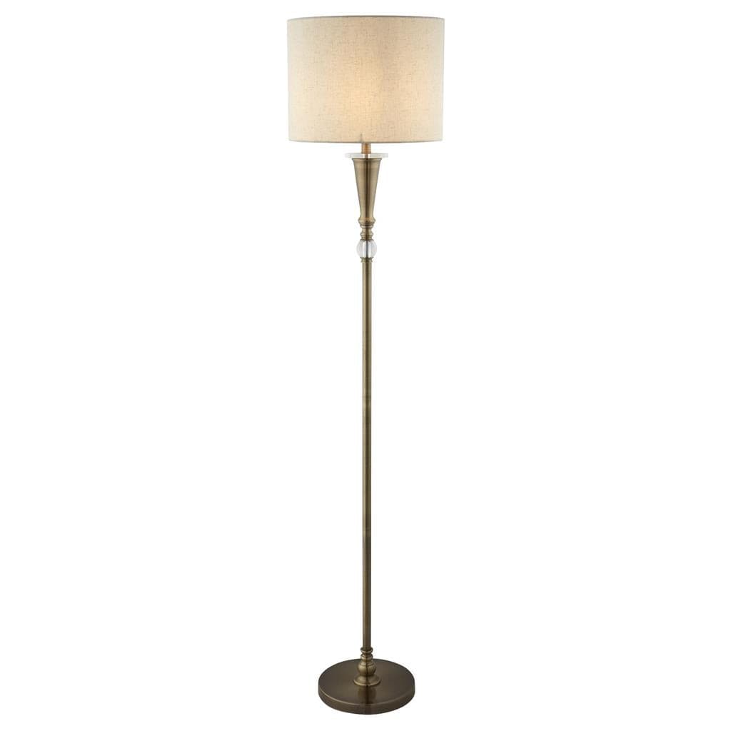 Searchlight Oscar Floor Lamp - Antique Brass Metal & Linen 1012AB