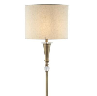 Searchlight Oscar Floor Lamp - Antique Brass Metal & Linen 1012AB