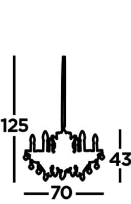 Searchlight Paris 6Lt Chandelier - Satin Silver Metal & Clear Crystal 8736-6SS