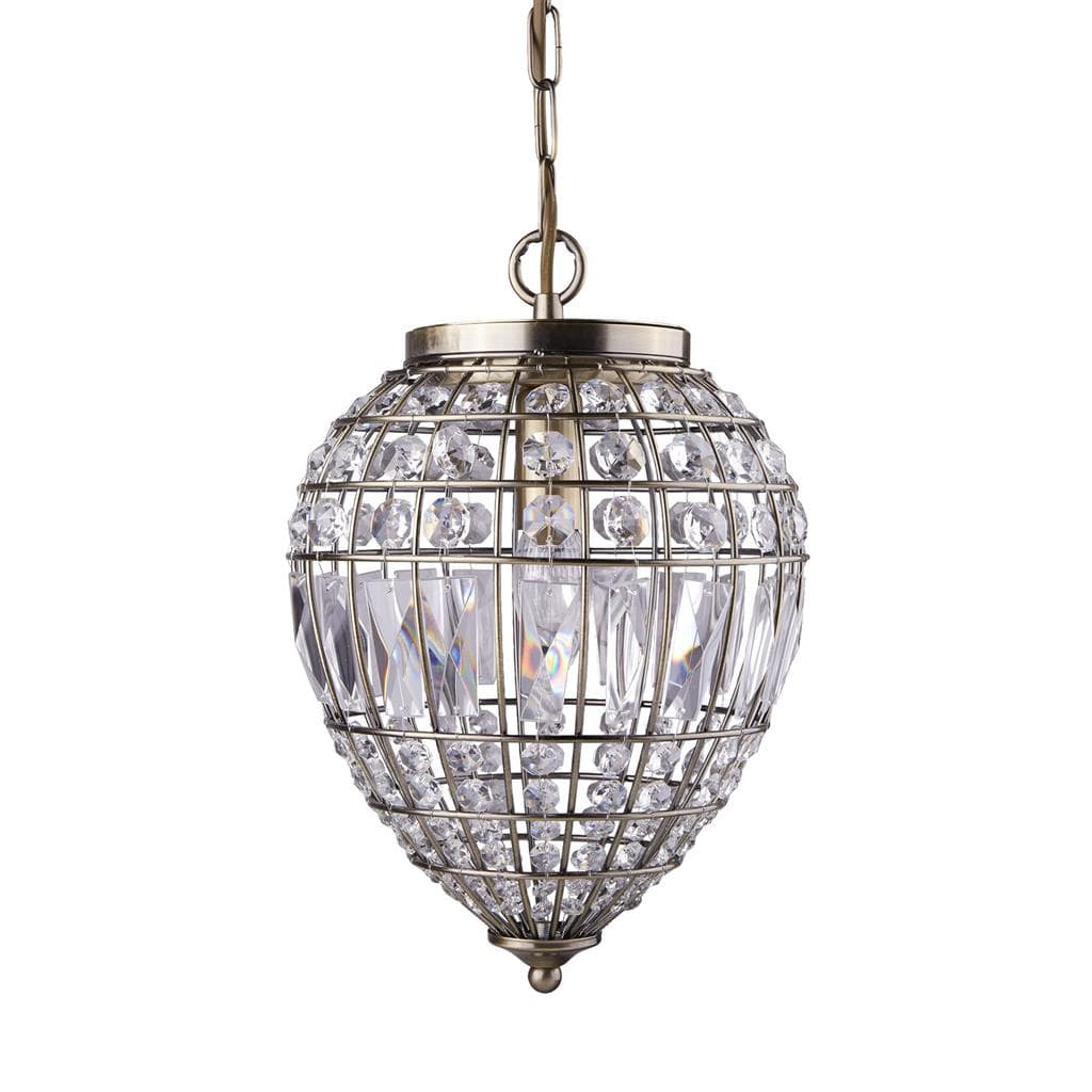 Searchlight Pineapple Pendant - Antique Brass Metal & Glass 3991AB
