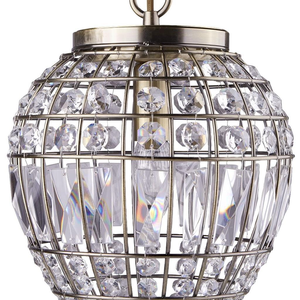 Searchlight Pineapple Pendant - Antique Brass Metal & Glass 3991AB