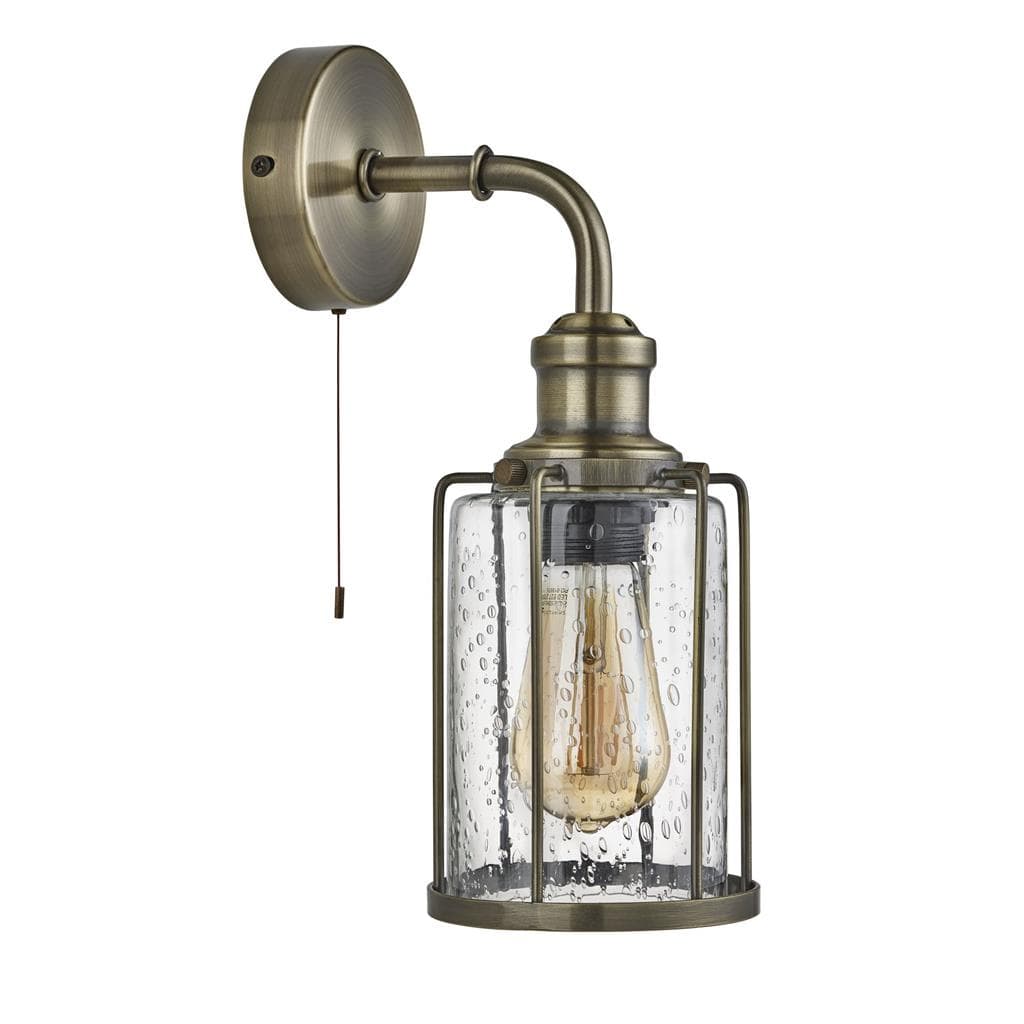 Searchlight Pipes Wall Light - Antique Brass Metal & Seeded Glass 1261AB