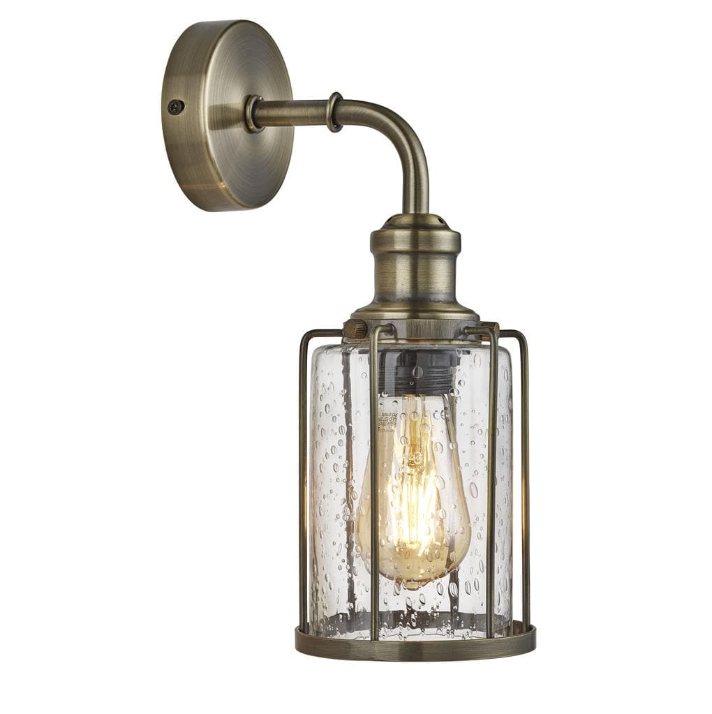 Searchlight Pipes Wall Light - Antique Brass Metal & Seeded Glass 1261AB