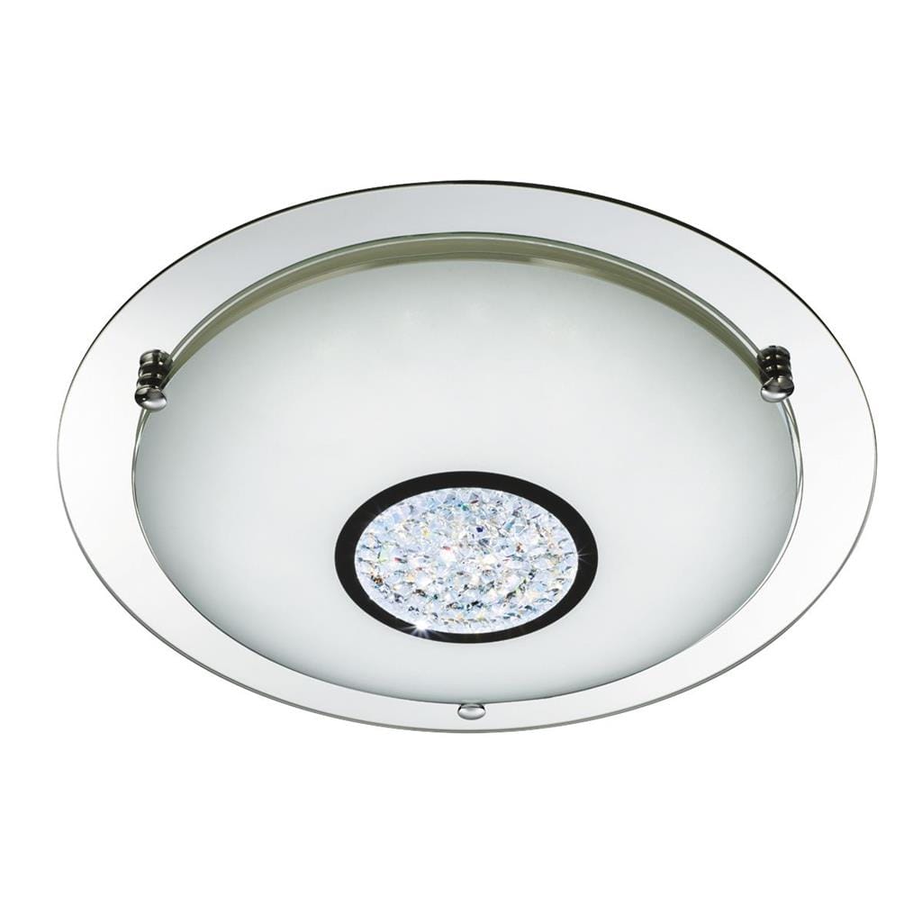 Searchlight Portland LED Bathroom Flush - Chrome, Glass & Ice, IP44 3883-31