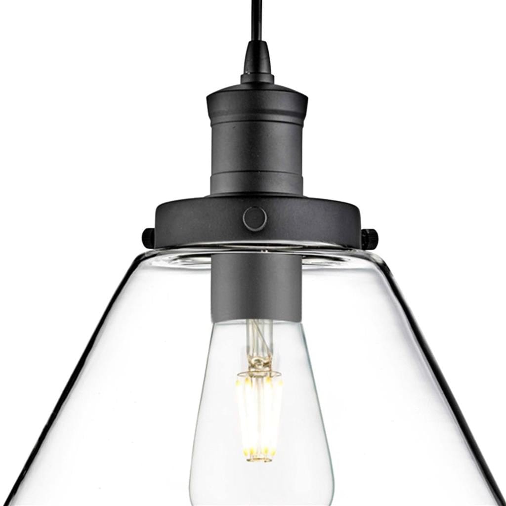 Searchlight Pyramid Pendant - Black Metal & Glass 3228BK