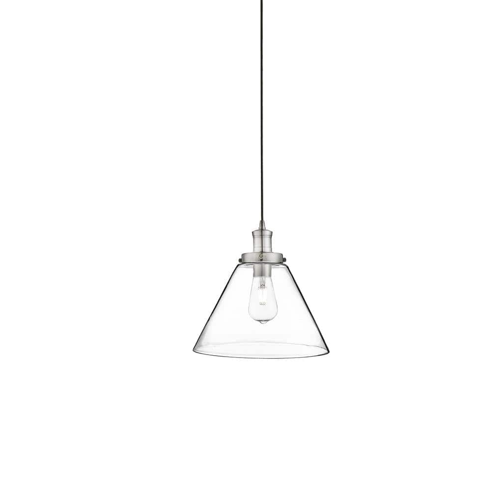 Searchlight Pyramid Pendant - Satin Silver Metal & Glass 3228SS
