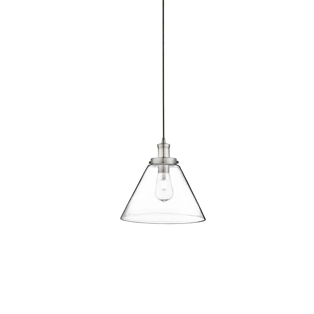 Searchlight Pyramid Pendant - Satin Silver Metal & Glass 3228SS