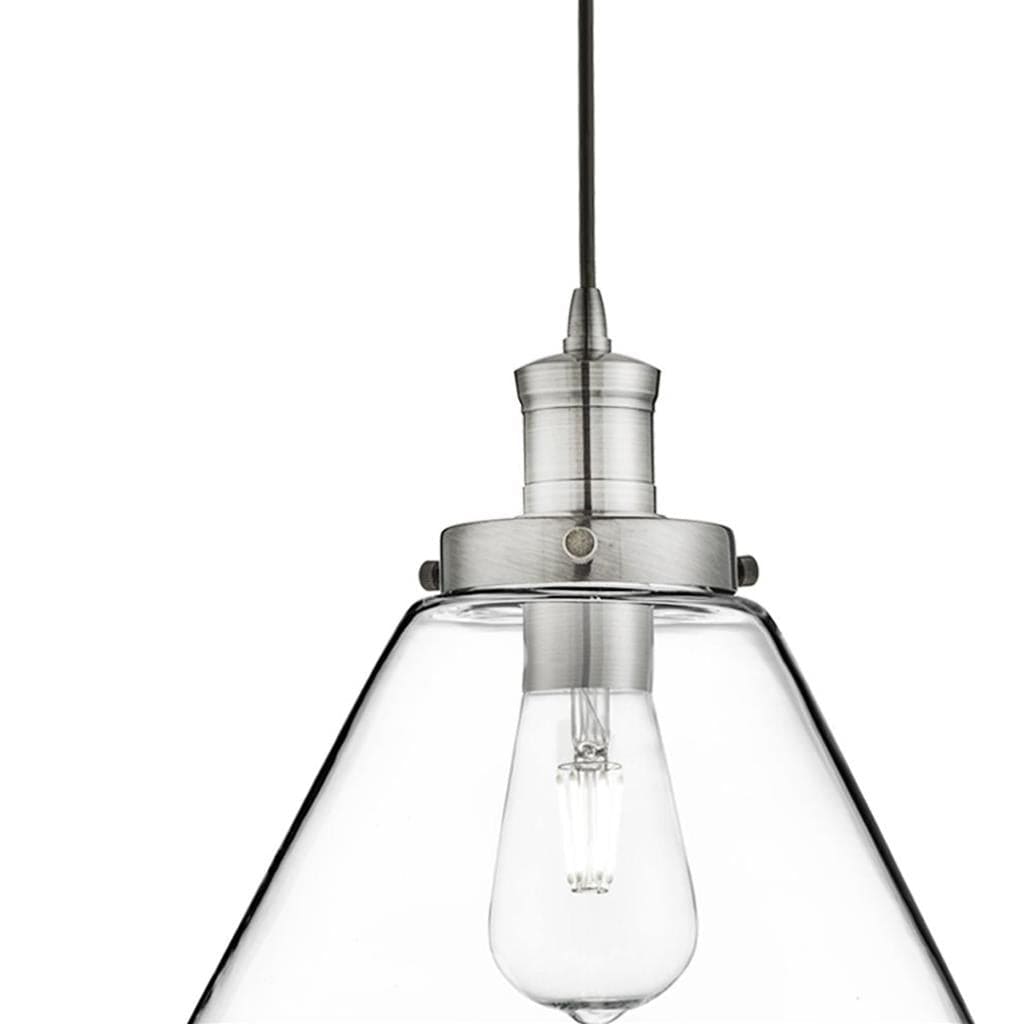 Searchlight Pyramid Pendant - Satin Silver Metal & Glass 3228SS