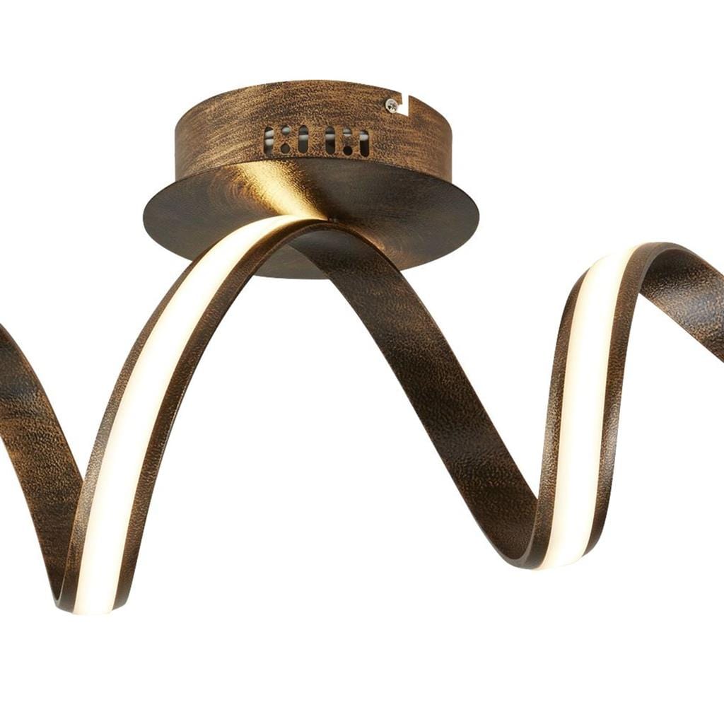Searchlight Ribbon LED Twist Flush - Rustic Metal & Opal 2814RU