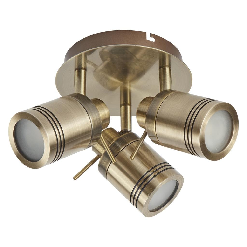 Searchlight Samson 3Lt Round Spotlight - Antique Brass Metal 6603AB