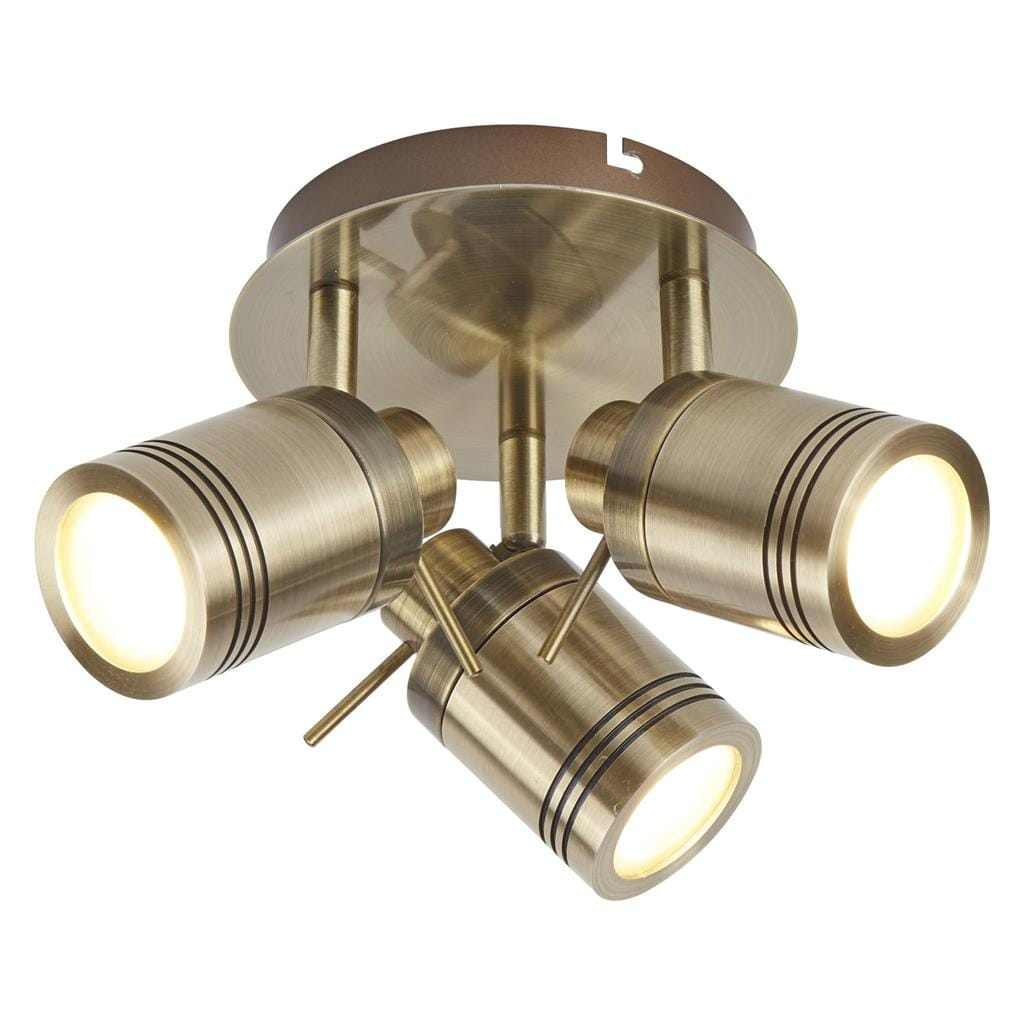 Searchlight Samson 3Lt Round Spotlight - Antique Brass Metal 6603AB