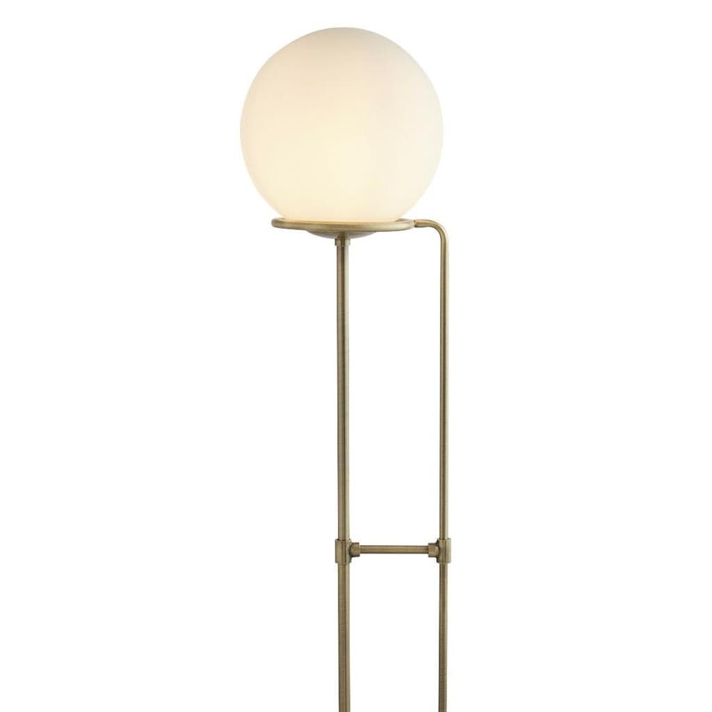 Searchlight Sphere Floor Lamp - Antique Brass Metal & Opal Glass 8093AB