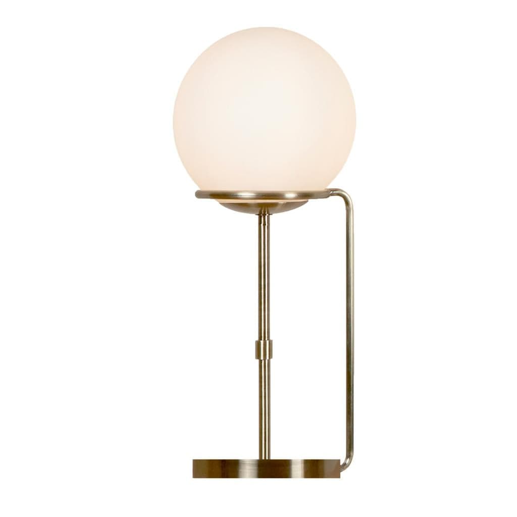 Searchlight Sphere Table Lamp - Antique Brass Metal & Opal Glass 8092AB