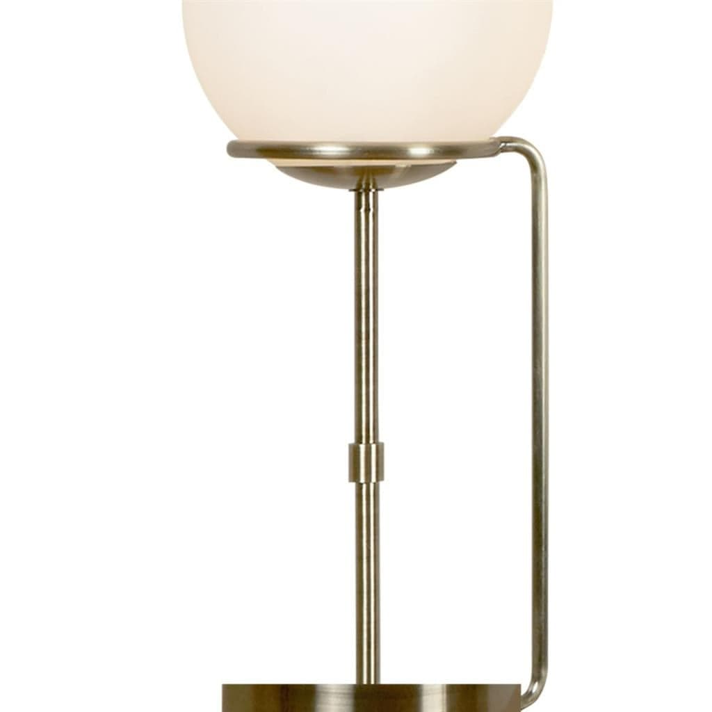 Searchlight Sphere Table Lamp - Antique Brass Metal & Opal Glass 8092AB