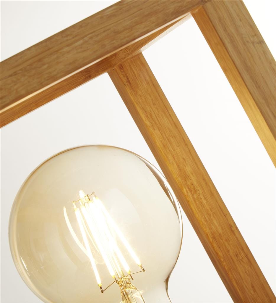 Searchlight Square Table Lamp - Natural Wood & Black Metal 54742-1NA
