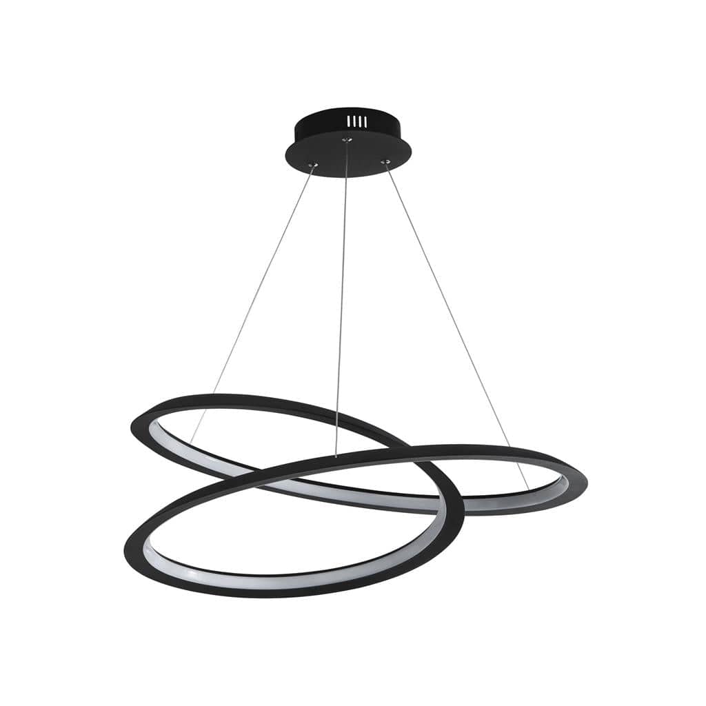 Searchlight Swirl II Pendant - Sand Black Metal & Opal 51871-1BK