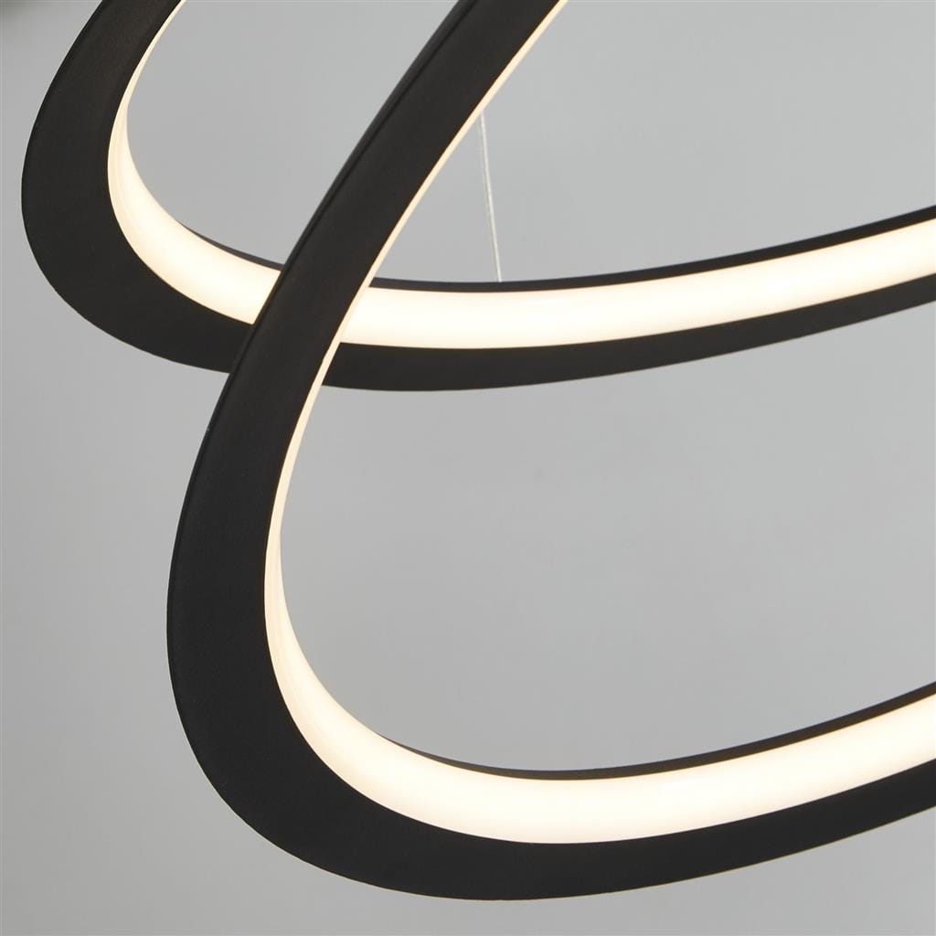 Searchlight Swirl II Pendant - Sand Black Metal & Opal 51871-1BK