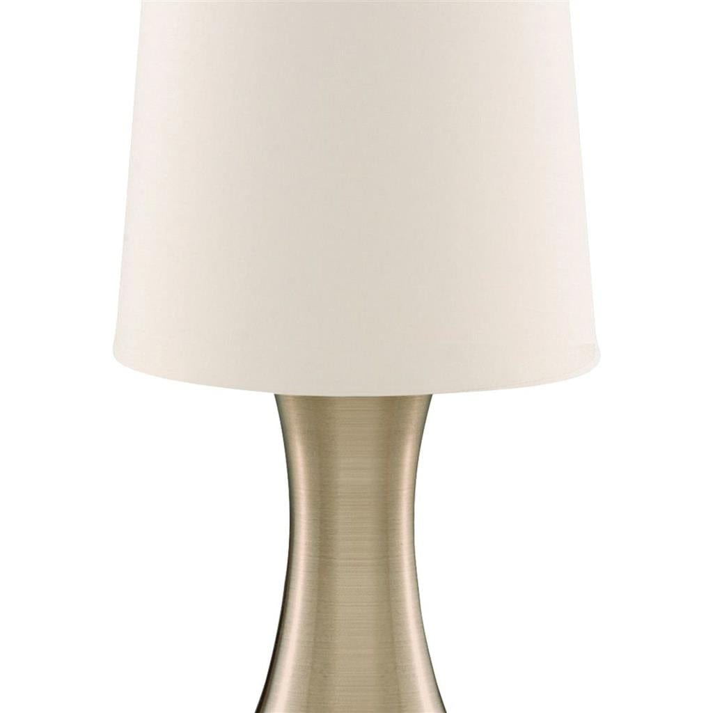 Searchlight Touch Table Lamp - Antique Brass Metal & Cream Fabric Shade 3922AB
