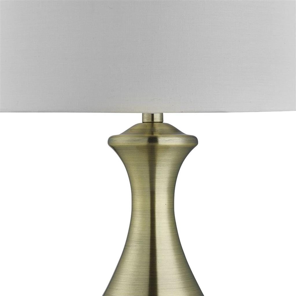 Searchlight Touch Table Lamp - Antique Brass Metal & Ivory Fabric Shade 2750AB