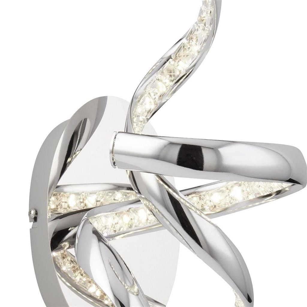 Searchlight Twirls Wall Light - Chrome Metal & Glass 9208CC